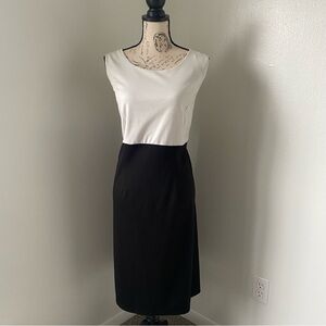 Perceptions Women’s Black + White Colorblock Sleeveless Sheath Dress